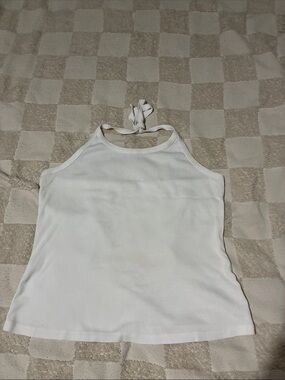 Ultra Flirt White Ribbed Halter Tie-Back Camisole